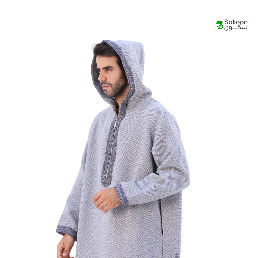 Grey Andalusi Jilbab (قماش صوف أندلسي)