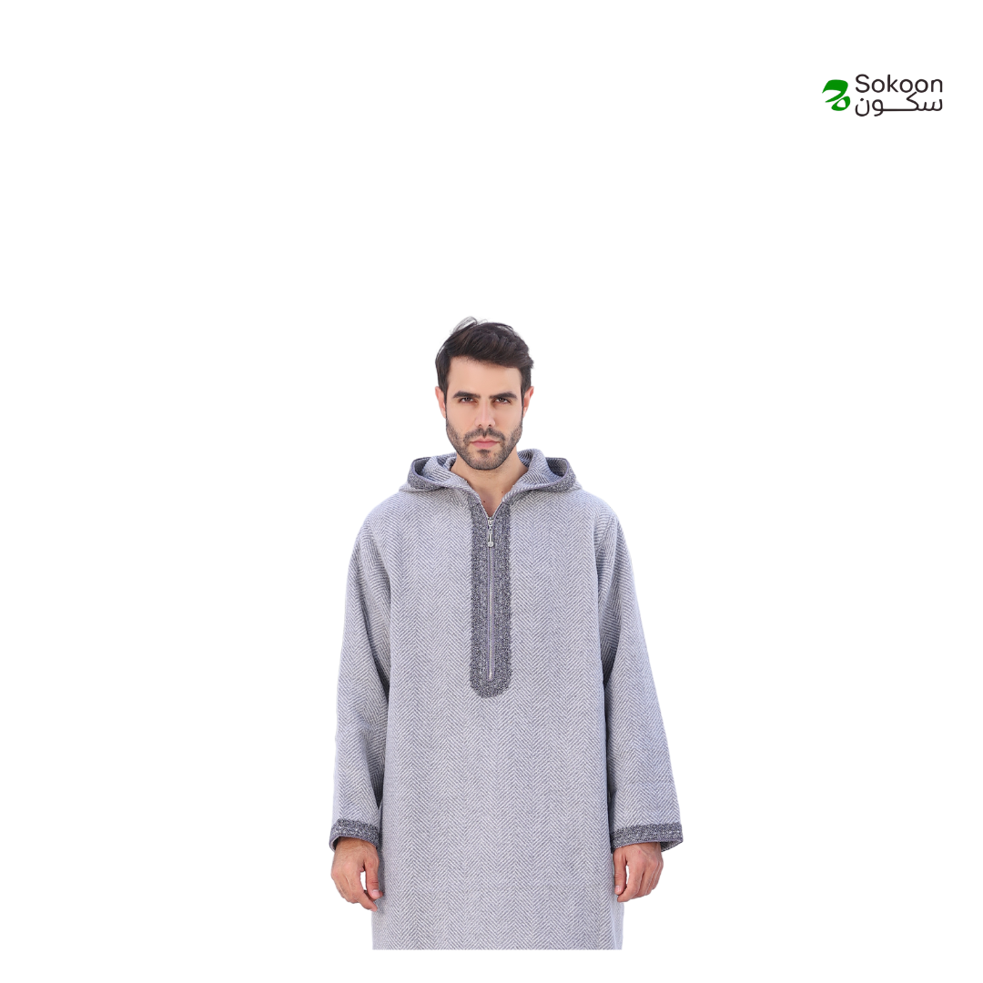Grey Andalusi Jilbab (قماش صوف أندلسي)