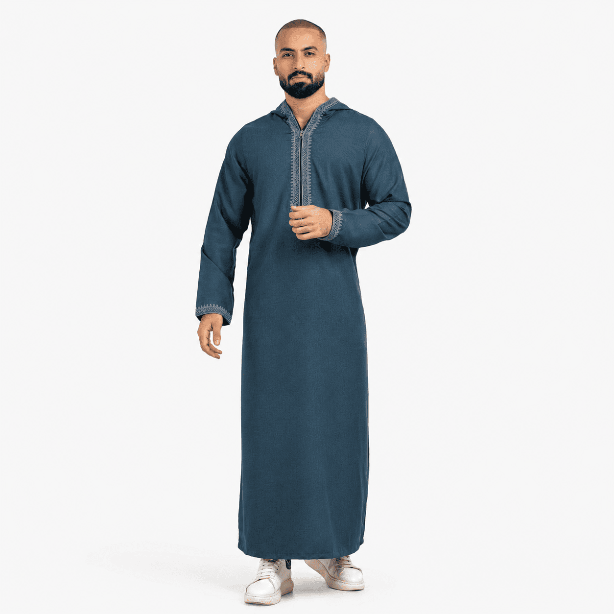 جلباب صيفي كحلي من الكتان