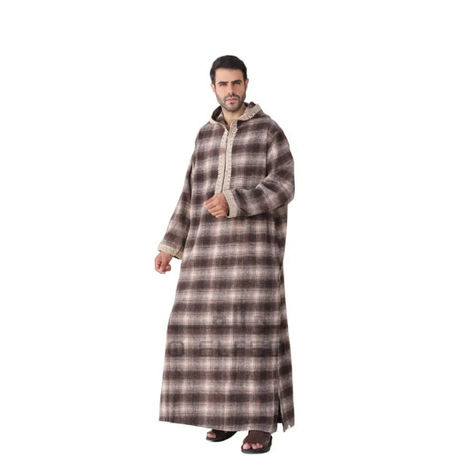 Winter Brown Hooded Jilbab   (قماش صوف)