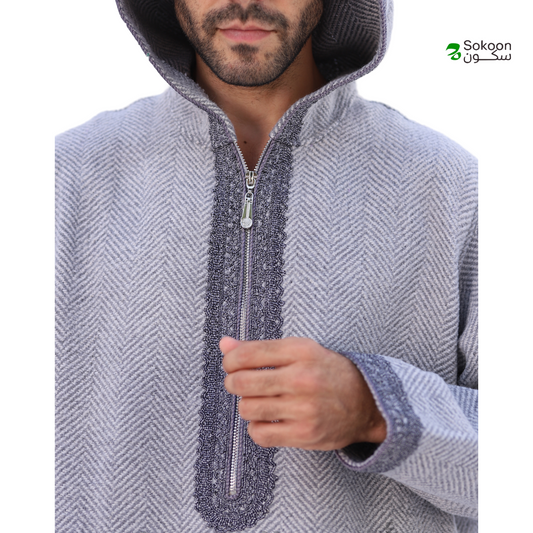 Grey Andalusi Jilbab   (قماش صوف أندلسي)