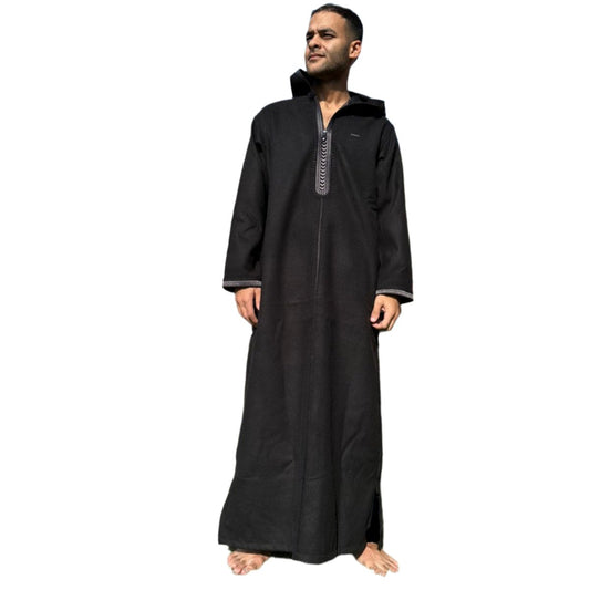 Winter Black Hooded Moroccan (قماش جوخ)